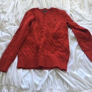 Ralph Lauren Red Cableknit Sweater